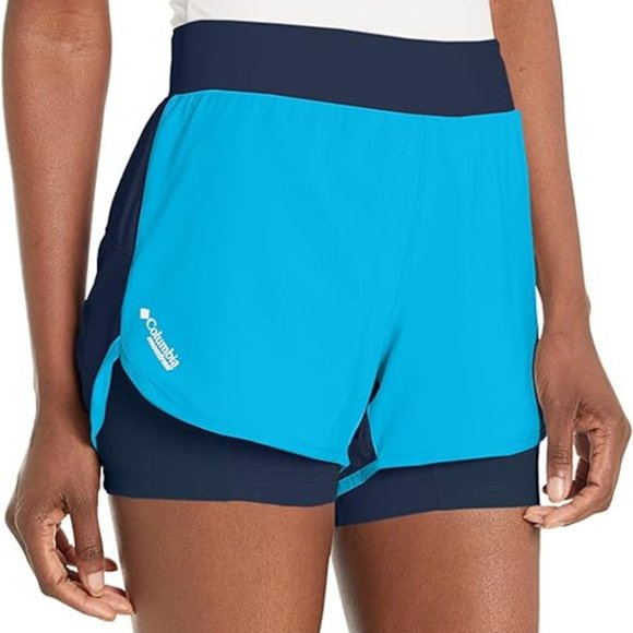 Columbia Women's 2 in 1 Shorts XS Ocean Blue/Collegiate Navy - Picture 1 of 2
